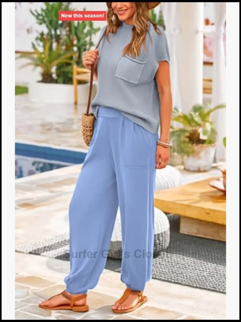 Knit Vest Top and Sweatpants Lounge Set Two Piece Outfit